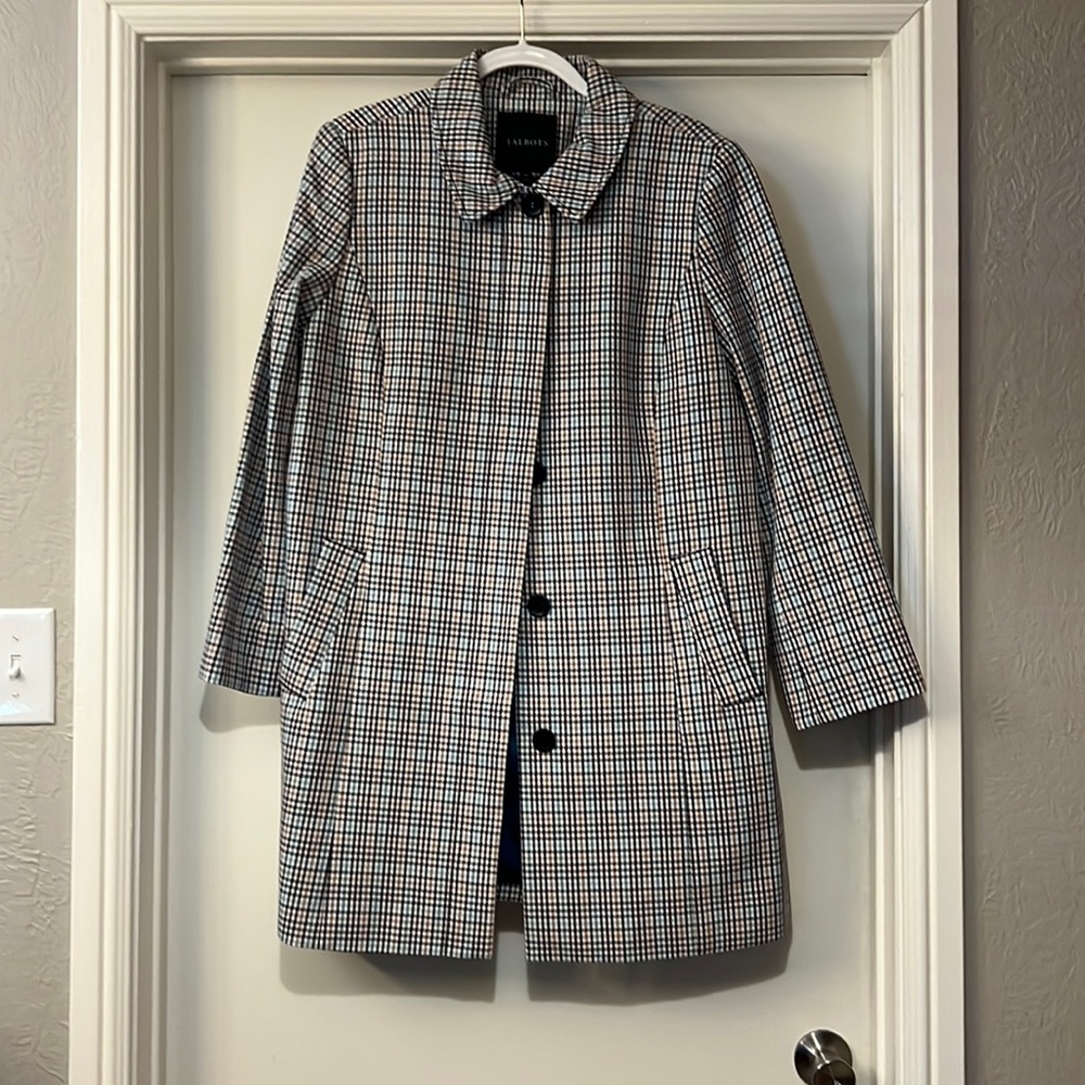Talbots Size 14 Plaid Trenchcoat